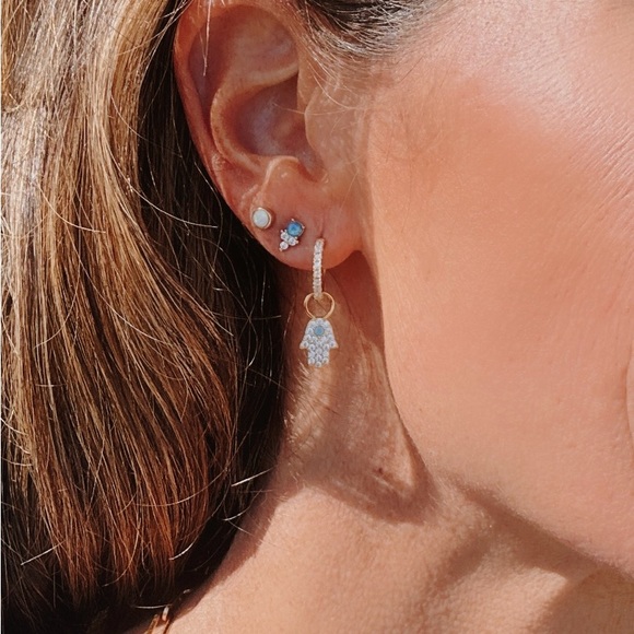 Tiny Stud Earrings Opal and Crystal Stud Earrings Dainty Ear Stack Studs PRETTY - Picture 5 of 15